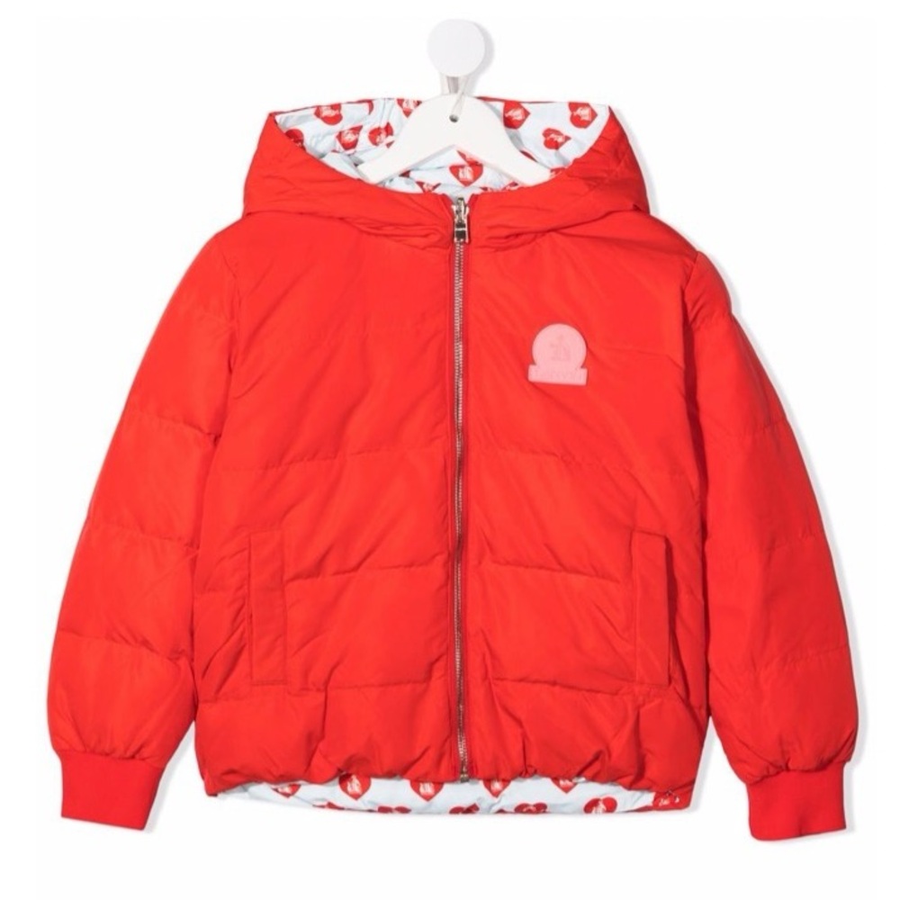 Lanvin Kids Heart Print Reversible Down Jacket, Size 5